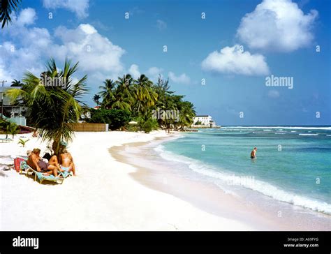 Barbados Bridgetown People On Beach Near Needhams Point Stock Photo