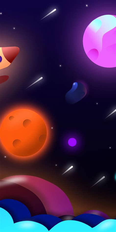 Download Space Trip Colorful Planet Digital Art 1080x2160 Wallpaper