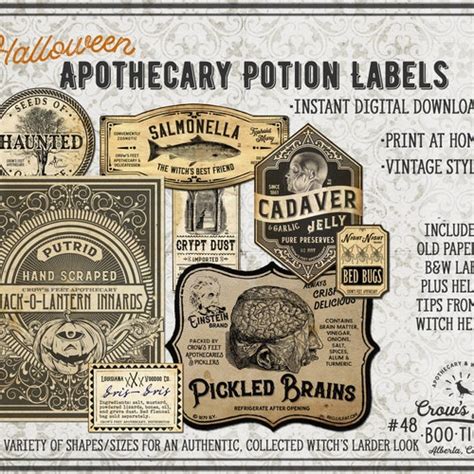 Vintage Look Potion Labels 55 Halloween Apothecary Labels Etsy