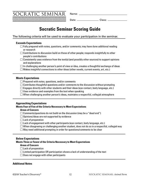 Socratic Seminar Preparation Worksheet Greenic