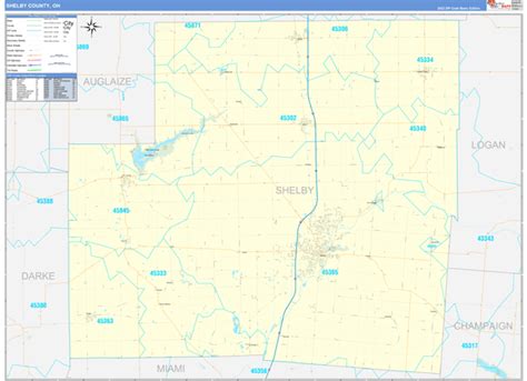 Shelby County Oh Zip Code Wall Map Basic Style By Marketmaps Mapsales