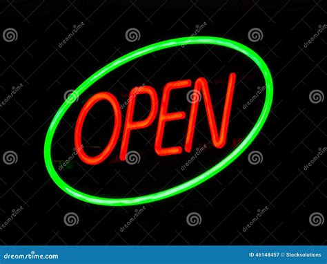 Neon Open Sign Stock Image Image Of Bright Background 46148457