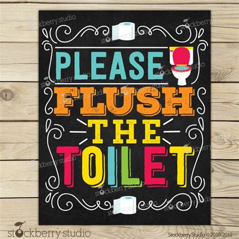 This funny toilet sign with quote would make awesome bathroom wall or shelf decor. Flush the Toilet Sign Printable Kids Bathroom Art Flush