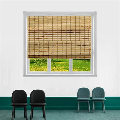 Tj Global Cordless Flatstick Bamboo Roman Window Blind Sun Shade Light