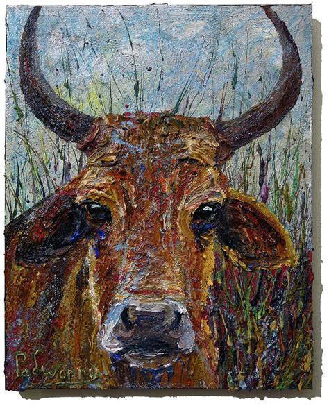 Hand Painted Impressionist Bull Oil Painting On Canvas Expressionism