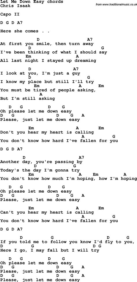 Song Lyrics With Guitar Chords For Let Me Down Easy