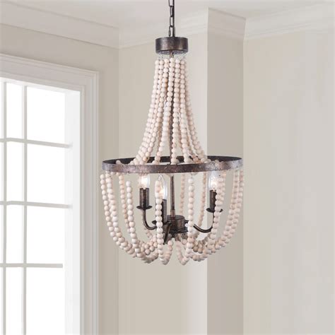 The glass encasement is bordered by an antique brush bronze frame and houses and four candelabra style bulbs. 3-Light Wood Bead Empire Chandelier in Antique Bronze ...