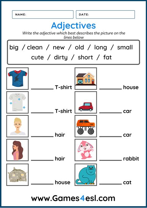 Adjectives For Kids Worksheets