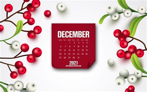 Download Wallpapers December 2021 Calendar 4k White Winter Background