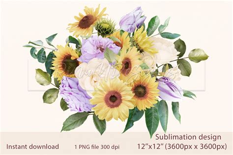Floral Sublimation Design Bouquet Of Sunflowers Png 1199222