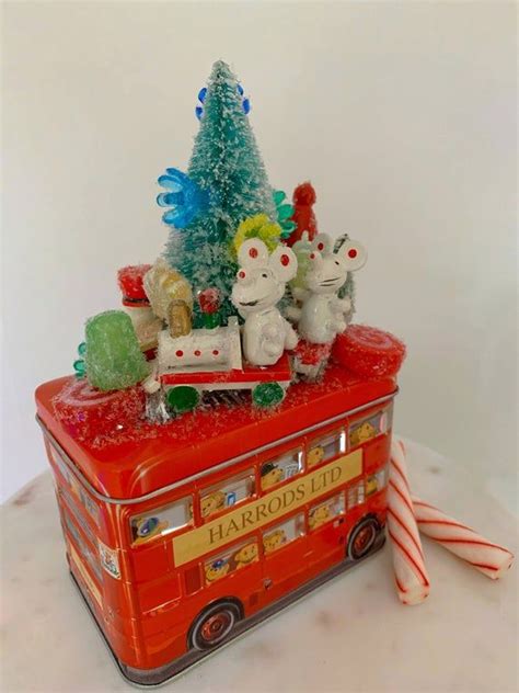 Retro Christmas Tin Kitschy Decoration Harrods Christmas Tin Etsy