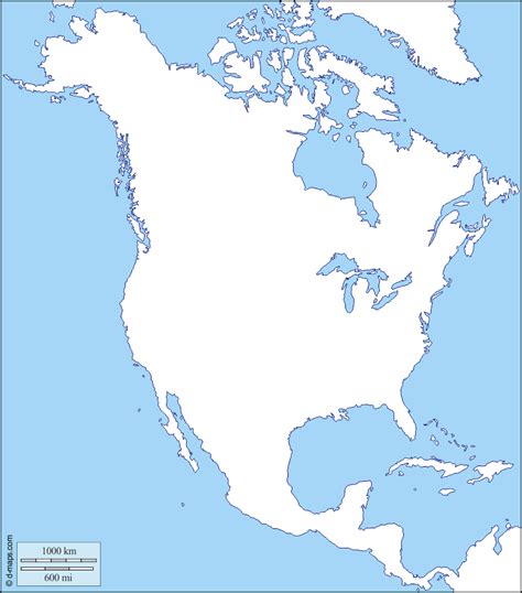 North America Outline Map With Names