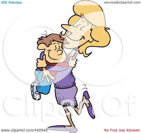 royalty free rf clip art illustration of a cartoon mom hugging her son by toonaday 442949