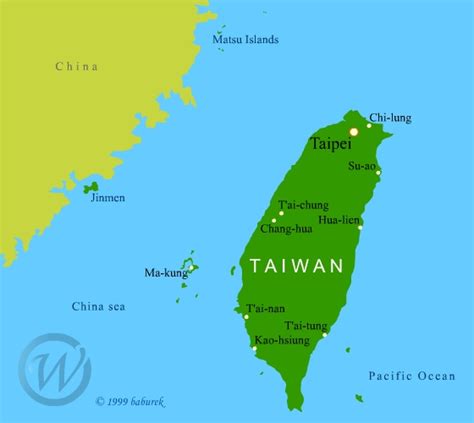 Regions list of taiwan with capital and administrative centers are marked. Map of Taiwan