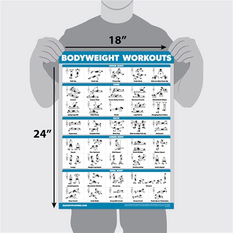 Quickfit Bodyweight Workout Exercise Poster Body Weight Workout Chart Calisthenics Routine