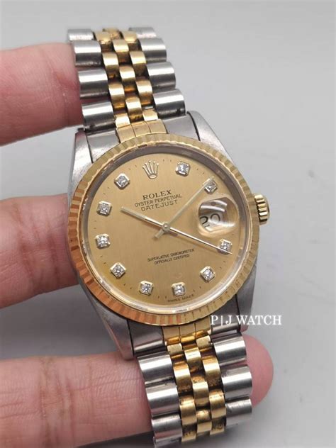 Rolex Datejust 36mm 2tone Champagne Diamond Dial Ref16233