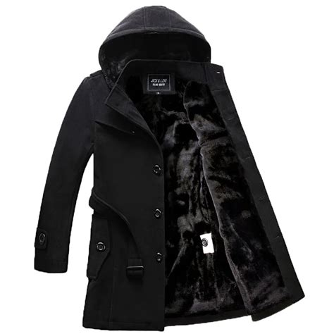 winter single breasted hooded wool coat thicken velvet warm long overcoat woolen jacket ns8751