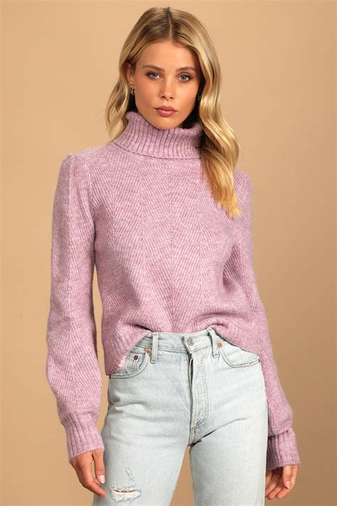 Lavender Sweater Knit Sweater Turtleneck Sweater Pullover Lulus