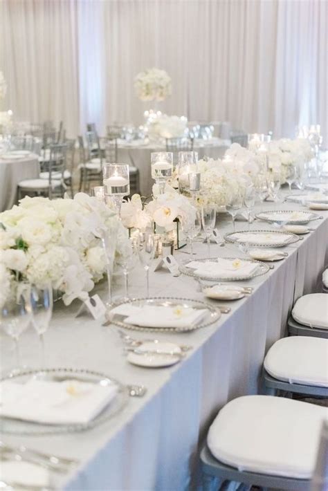 Elegant Silver And White Wedding Reception Ideas