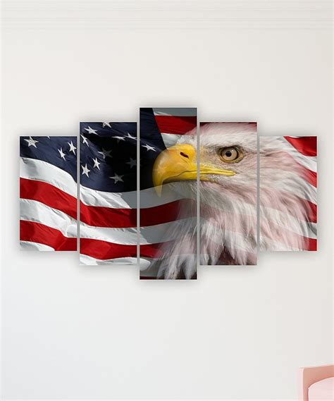 My Beautiful Home Bald Eagle And American Flag Five Panel Wall Art Set