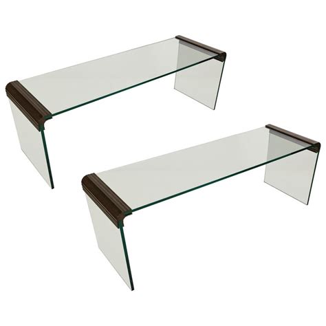 Pair Of Modernist Tempered Glass Benches With Bronze Mounts For Sale At 1stdibs Bronze