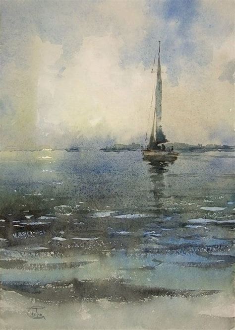 Sergey Temerev Watercolor Watercolor Boat Watercolor Artists