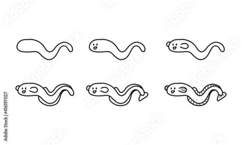 How To Draw A Cute Electric Eel Step By Step Sea Animal Cartoon
