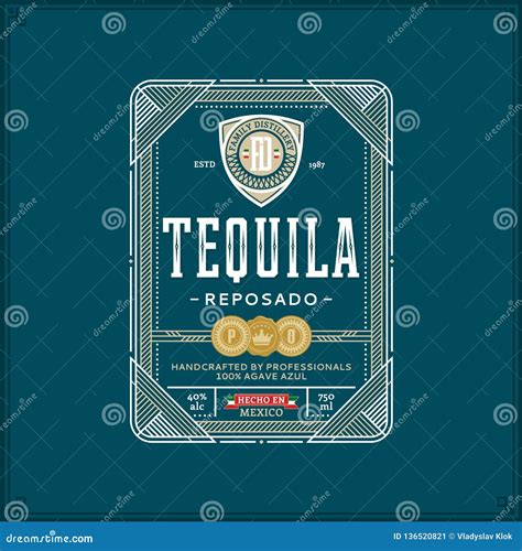 Tequila Label Template Stock Vector Illustration Of Craft 136520821