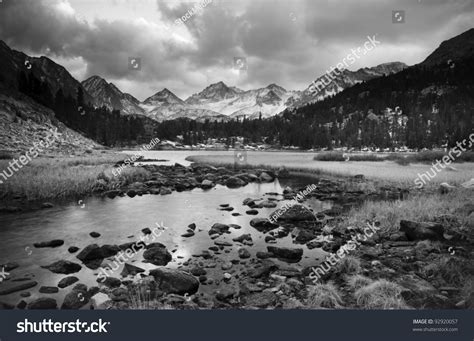 Dramatic Mountain Landscape Black And White Image Stock