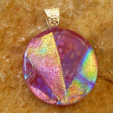 Round Fused Glass Pendant Dichroic Fused Glass Pendant By Glasscat 28