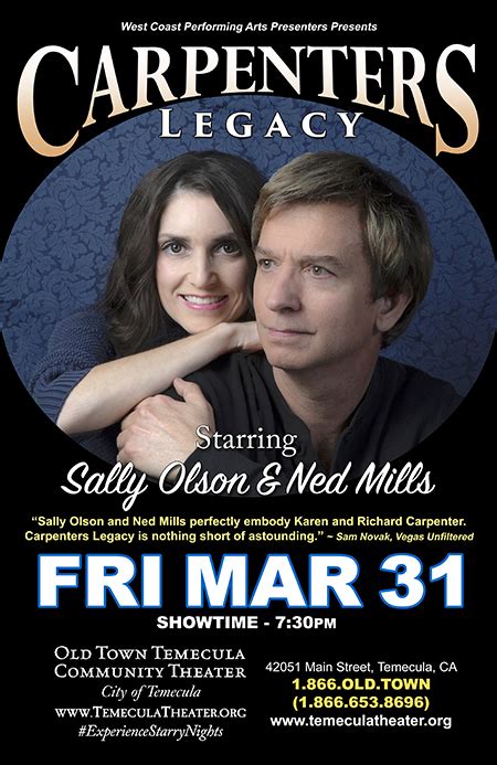 Tickets Carpenters Legacy Starring Sally Olson And Ned Mills Old Town