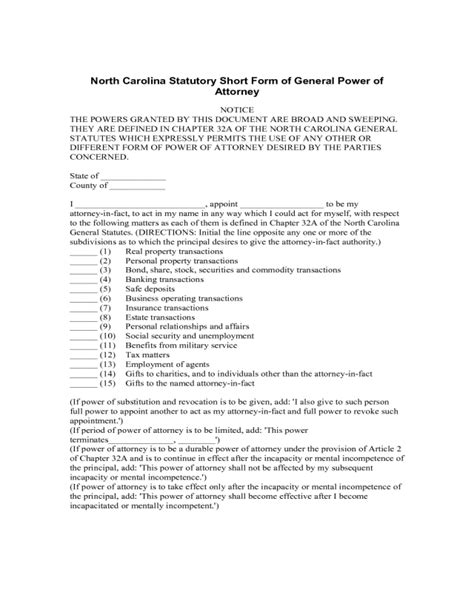 2021 Statutory Power Of Attorney Form Fillable Printable Pdf And Forms