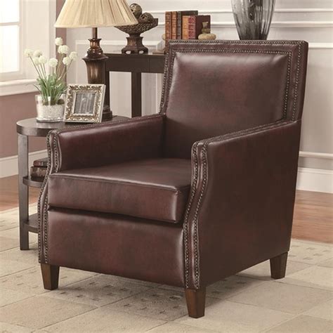 This unique leather swivel chair has three throw pillows for added comfort. Brown Leather Accent Chair - Steal-A-Sofa Furniture Outlet ...