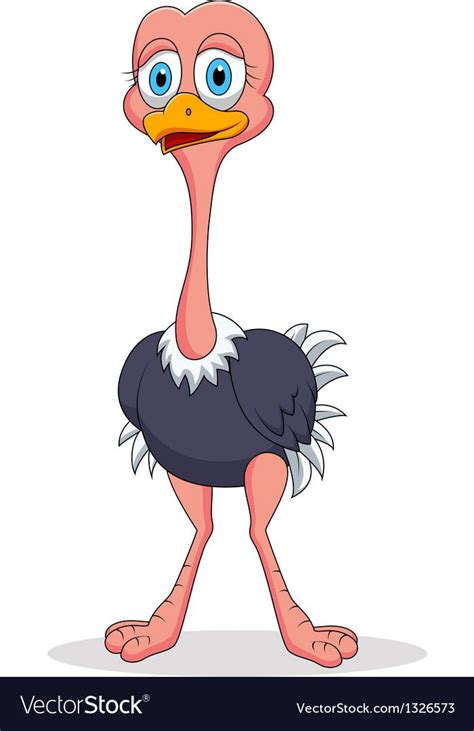 Vector Illustration Of Cute Ostrich Cartoon Download A Free Preview Or