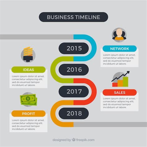 Free Vector Colorful Business Timeline With Flat Design