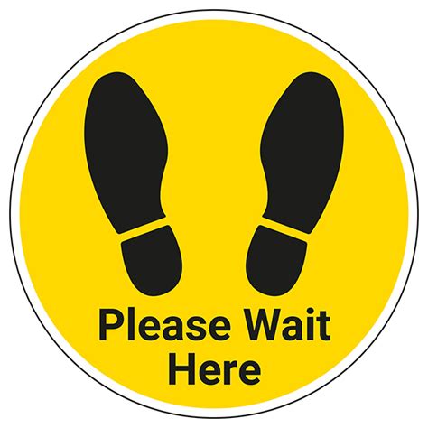 Please Wait Here With Footprint Temporary Floor Sticker Infection