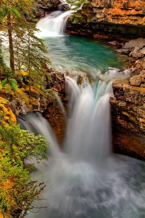 Johnston Canyon Falls Banff National Park Alberta Canada By Leena