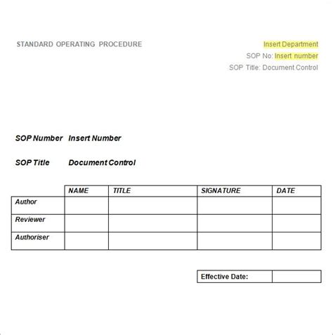 Sample SOP Template Free Documents In Word PDF Excel