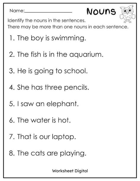 Identifying Nouns Worksheets With Answers