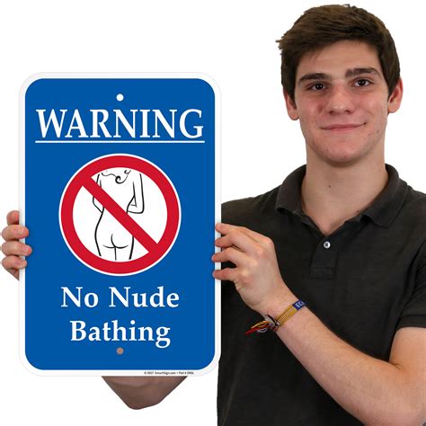 Warning No Nude Bathing Swimsuit Sign With Symbol SKU K2 0190