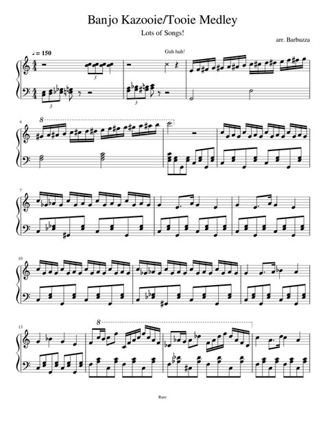 Banjo Kazooietooie Medley Sheet Music For Piano Download Free In Pdf