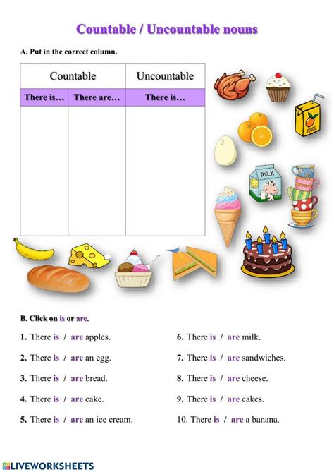 Countable Uncountable Worksheet Live Worksheets