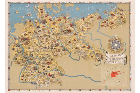 Large detailed map of germany. Germany, the Beautiful Travel Country; 1935 Tourist Map | eBay