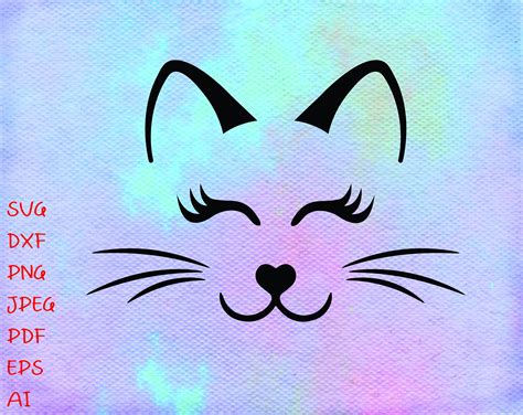 Cat Face Svg Kitten Whiskers Svg Cat Face Clipart Kitty Cat Etsy