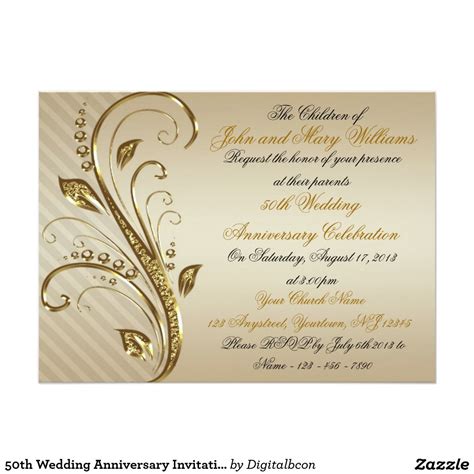 50th Wedding Anniversary Invitation Card Zazzle Golden Wedding