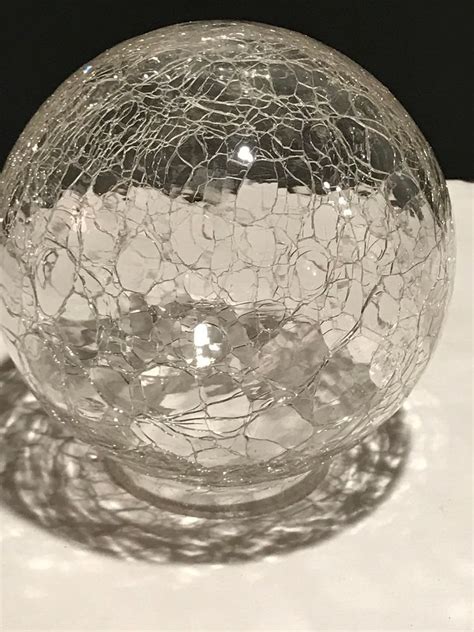 Clear Thin Etched Crackled Glass Globe Shade Lighting Fixture 19 In