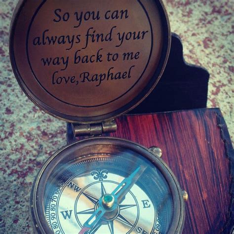 Beautiful Compass With Leather Case Engraved With Personalized Quote