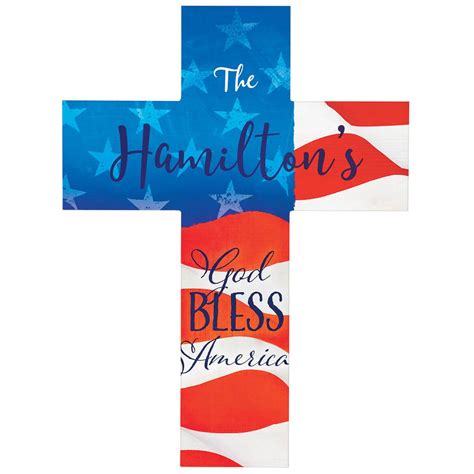 Personalized God Bless America Wooden Cross Decor