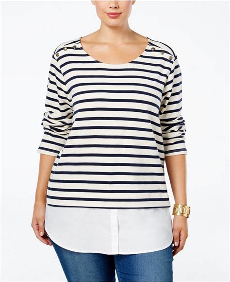 Styleandco Style And Co Plus Size Striped Layered Look Top Only At Macys
