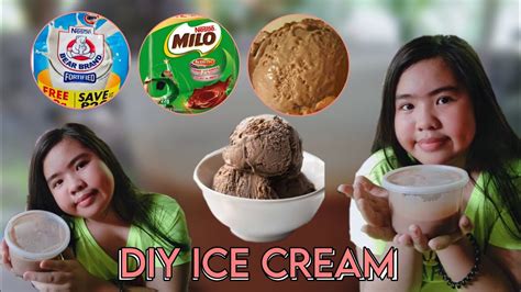 how to make your own ice cream using milk and milo paano gumawa ng icecream diy icecream